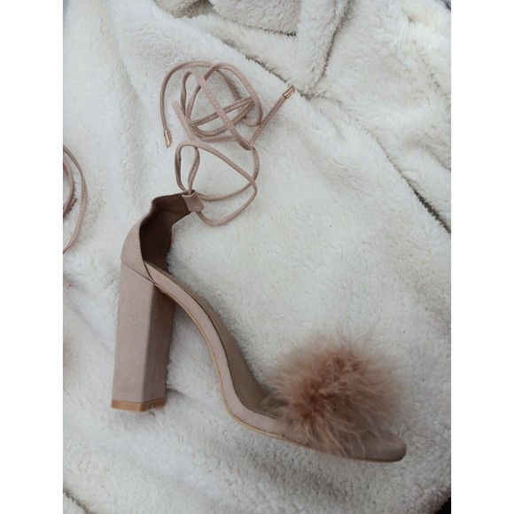 EGO Womens Beige Feather Excitee Round Toe Stiletto Heeled Sandal UK 6 M (Size8) - Picture 2 of 9